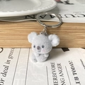 Cute flocked koala keychain in grey fuzzy texture for bag charms and car accessories - Turning Head Style