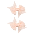 Set of two light peach grosgrain ribbon bow hair clips for infants and toddlers - PP205-4 (Light Pink Layered Pair)