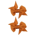 Pair of amber orange grosgrain ribbon windmill bow hair clips for baby girls - PP205-8 (Orange Layered Pair)