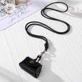Mini-Geldbörse aus schwarzem PU-Leder mit goldenem Druckknopf und Umhängeband - Schwarz