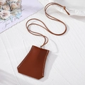 Chic brown leather clochette necklace with white contrast stitching and long lanyard - Brown Key Case