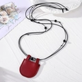 Creative red leather mini pouch necklace with black adjustable cord and decorative beads - Small Pocket Shape / Burgundy