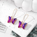 Exquisite gold butterfly drop earrings with purple gradient crystal and zircon stones - Deep purple