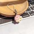 Funny gradient pink and yellow moon shaped cheese resin keychain charm with white lanyard - Yellow-Pink Cheese
