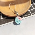 Pink and blue gradient cheese keychain charm with resin hollow ball and silver clasp - Blue-Pink Cheese