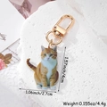 Portachiavi gatto in acrilico arancio bianco 4cm con gancio dorato su base in pietra - Gatto Tabby
