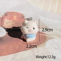 Detail of cute flocked pig keychain wearing a blue sweater, 2.9cm mini animal charm - Flocked Pig