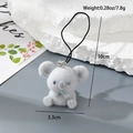 Gray flocked koala keychain with green leaf, 10cm height and 7.8g lightweight design - MR23 Koala Eating Leaves
