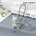 Detail shot showing 7.4g weight and 10cm height of the grey koala flocked keychain - MR17 Koala Eating Leaves