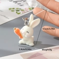 Flocked white rabbit charm with carrot detail, 9.5cm length with lobster clasp - Rabbit Holding Carrot (3MR95)
