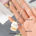 Detail shot of cute flocked animal charm with dimensions and white lanyard attachment - Cute Vest Animal Style (6MR17)