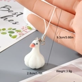 Cute white flocked resin swan keychain pendant with orange beak and silver metal hook - White Swan (20MR19)