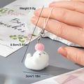 Simpatico portachiavi a forma di foca bianca con pompon rosa e cinturino per cellulare - Foca Bianca con Pallina Rosa (2MR89)