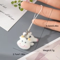 Detailed view of mini cow plush charm with silver lobster clasp and size dimensions - Fun Spotted Cow (CMR83)