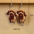 Detail of acrylic dog earrings showing size dimensions 6.5cm height and 3.5cm width - Teddy Poodle Style (F)