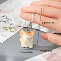 Detail showing a 2.7cm flocked fox charm with dimensions and metal clasp attachment - Cute Fox (14MR85)