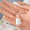 Detail showing white flocked animal keychain with silver lobster clasp and size dimensions - White Seal Polar Bear Style (5MR65)