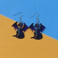 Orecchini a forma di pterodattilo in acrilico bifacciale con sfumatura blu e viola - Blu Viola (Drago Blu)
