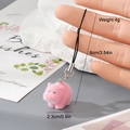 Pink flocked resin hippo keychain detail with metallic ring and soft texture measurements - Pink Hippo Style (8MR65)