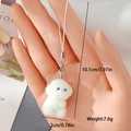 Size detail of the cute white bichon puppy keychain showing dimensions and lobster clasp - Paws Tucked Dog (MR71)