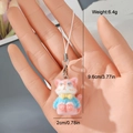 Detail view of pink flocked kitten keychain showing 9.6cm height and 6.4g lightweight - Pink Cat (18MR84)