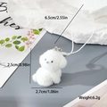 Detailed size view of a white flocked puppy keychain showing 2.5cm height and 2.7cm width - Head Turning Dog (MR21)