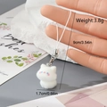 Cute white flocked cat keychain with pink details and silver clasp on a minimal background - Cute White Cat Style (13MR65)