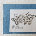 Artistic butterfly earrings in clear acrylic with Chinese script and silver hooks - Butterfly (Stainless Steel Hook)