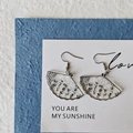 Elegant acrylic fan-shaped earrings with Chinese calligraphy and silver steel hooks - Vintage Fan (Stainless Steel Hook)