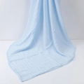 Soft sky blue bamboo cotton muslin baby blanket with double layer crinkle texture - Light Blue