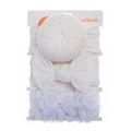 Lot de 3 bandeaux bébé blancs avec nœud donut, nœud classique et fleur en mousseline - Ensemble Blanc (DP245-1)