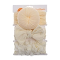 3-piece baby headband set in cream yellow featuring bow, floral, and knot designs - Creamy Yellow Set (DP245-2)