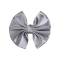 Elegant grey pleated satin bow hair clip for girls with a silky texture and classic style - Silver Gray (PP277-9)