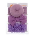 Lot de 3 bandeaux violets pour bébé avec fleurs en mousseline et nœuds en nylon - Ensemble Violet (DP245-7)