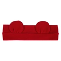 Elastic red knitted cotton baby headband with cute animal ears decoration on white background - Red