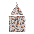 Infant swaddle blanket and matching knot hat set with colorful sports ball pattern - Sports Theme (BB041-1)