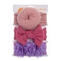 Lot de 3 bandeaux bébé avec nœud donut rose, nœud fuchsia et fleur en tulle violet - Ensemble Rose Rouge Violet (DP245-9)