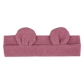 Pink knitted baby headband with cute round bear ears for toddlers and infants - Purplish Red