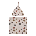 Infant swaddle and knotted hat set featuring cute colorful cartoon hedgehog patterns - Cute Hedgehog (BB041-7)
