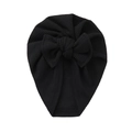 Turbant noir classique pour bébé en maille gaufrée avec un grand nœud décoratif - Noir (SS133-1)