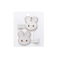 Pair of white embroidered rabbit hair clips with gold glitter edges for children - White Rabbit Style (PP288)