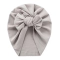 Weiche graue gerippte Baby-Turban-Mütze mit großer dekorativer Schleife für Kinder - Grau (SS131-9)