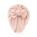 Turbante rosa per neonati in maglia a nido d'ape con un grande fiocco decorativo morbido - Rosa Chiaro (SS133-5)