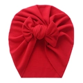 Infant ribbed cotton beanie with large bow in vibrant red color for baby girls - Red (SS131-20)