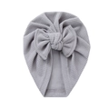 Turbante grigio per neonati in maglia a nido d'ape con un grande fiocco morbido - Gray (SS133-9)
