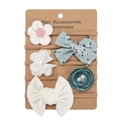 Lot de 5 bandeaux bébé avec fleurs en mousseline blanche et nœuds verts sur nylon doux - Série Verte Morandi (DP256-5)