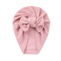 Bonnet turban rose pour bébé en maille gaufrée avec un grand nœud décoratif devant - Rose (SS133-16)