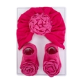 Ensemble bandeau turban rose et chaussettes assorties pour bébé en rose magenta vif - Rose Rouge