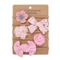 Lot de 5 bandeaux bébé fleurs roses avec bandes élastiques en nylon sur support - Série Rose Élégant (DP256-4)