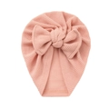 Turbante rosa per neonati in maglia a nido d'ape con un grande fiocco morbido frontale - Rosa Pesca (SS133-31)